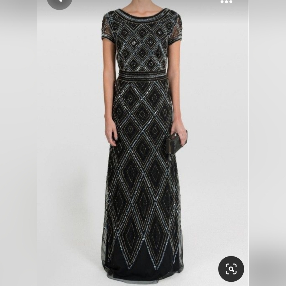 NWT Adrianna Papell 1920s inspired beaded gown